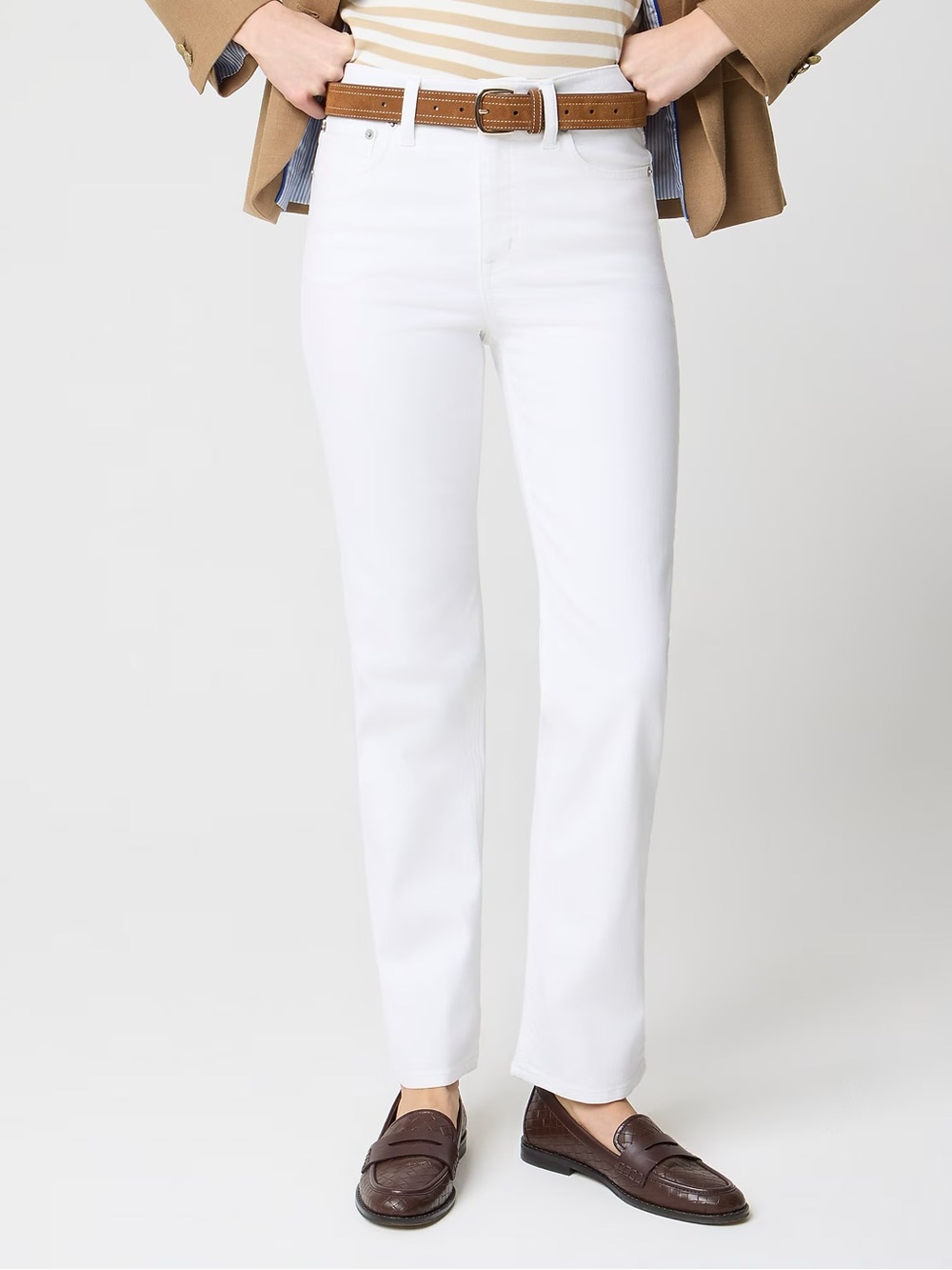 J Crew Factory women’s Mid-rise straight jean stretch white Size 27 P NWT